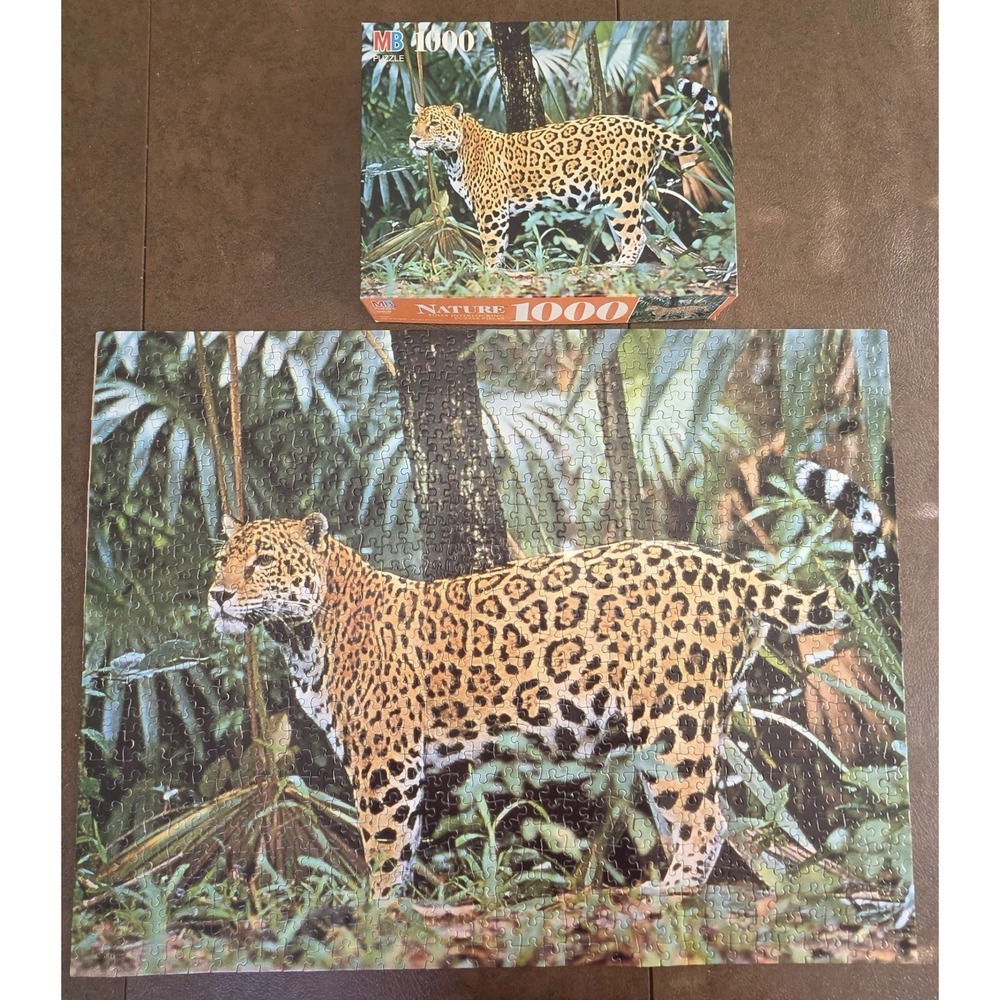 Vintage MB Puzzle 1000 Piece Puzzle "Jaguar" 1996 Milton Bradley 4091 COMPLETE